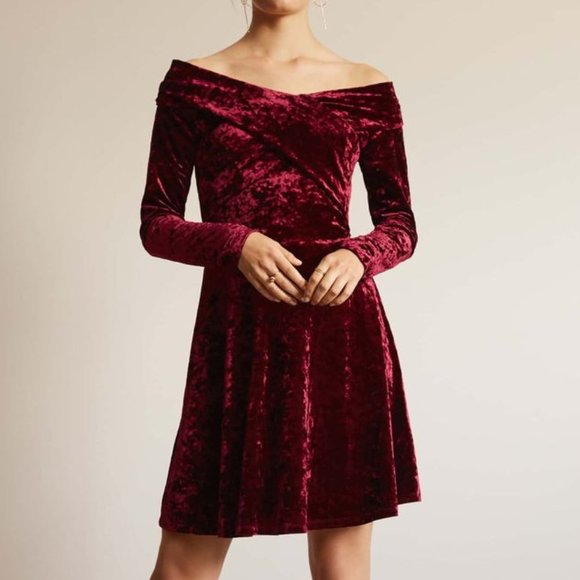 velvet fit and flare dress